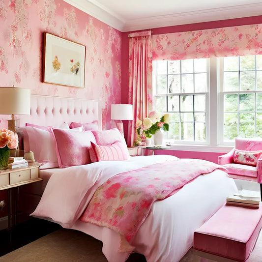 How to incorporate pink wallpaper into a bedroom? - Artevella