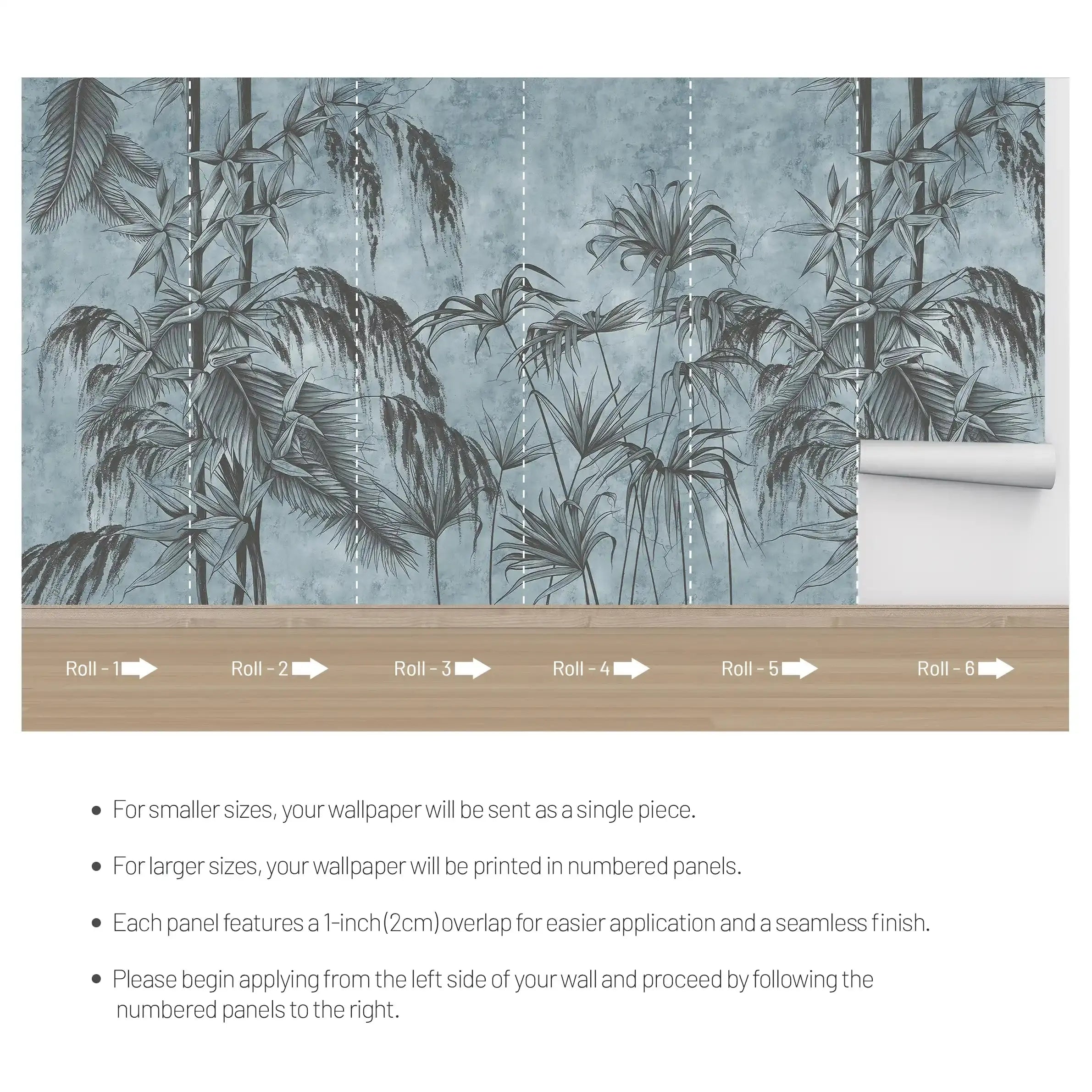 3001-C / Botanical Peel and Stick Wallpaper - Wild Floral, Tropical Leaf Wall Mural, Self Adhesive & Removable Design for Room, Shelf, Drawer Liner - Artevella