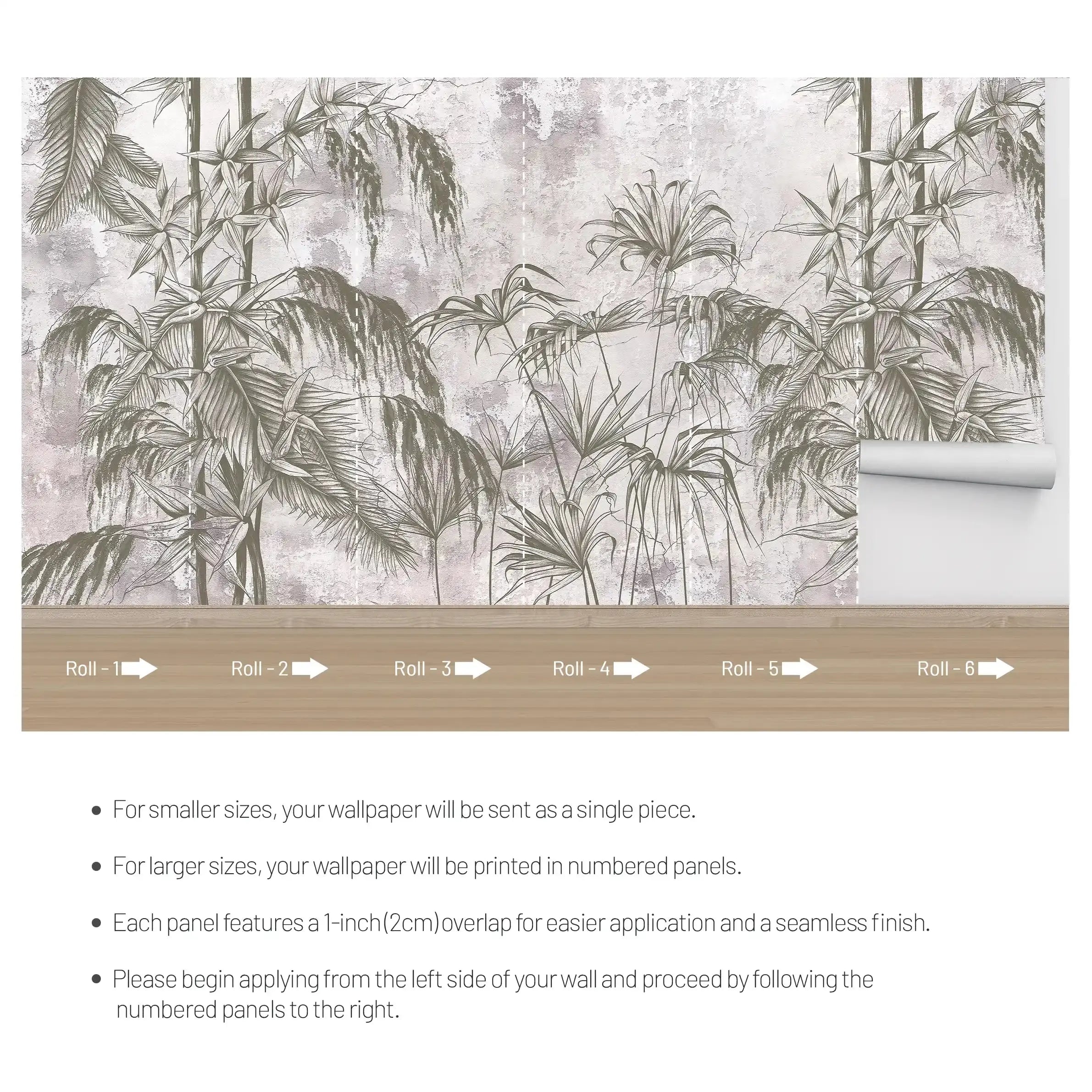 3001-E / Botanical Peel and Stick Wallpaper - Wild Floral, Tropical Leaf Wall Mural, Self Adhesive & Removable Design for Room, Shelf, Drawer Liner - Artevella