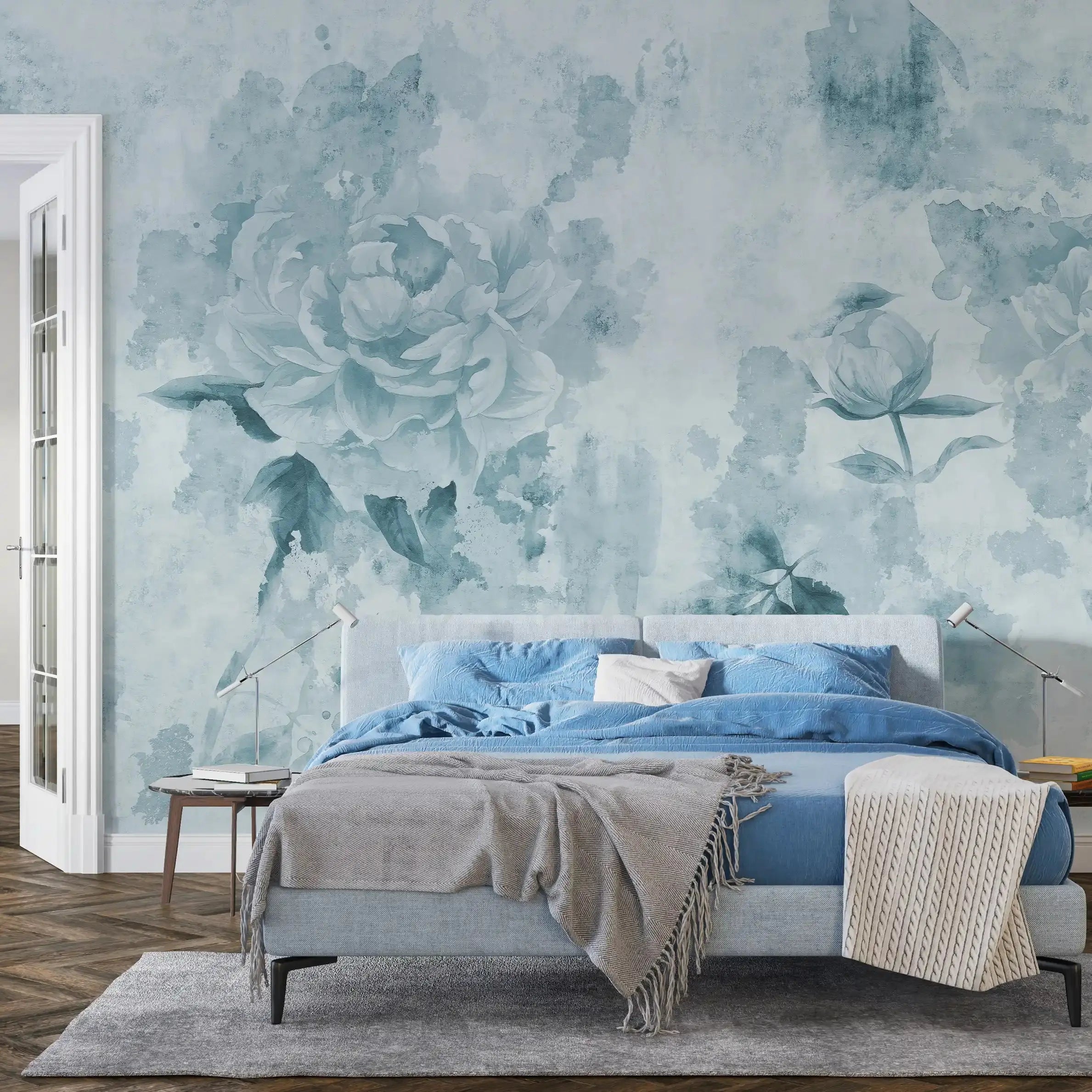 3004-C / Watercolor Floral Peel and Stick Wallpaper - Peony Design for Modern Room Decor, Perfect for Bedroom and Bathroom - Artevella