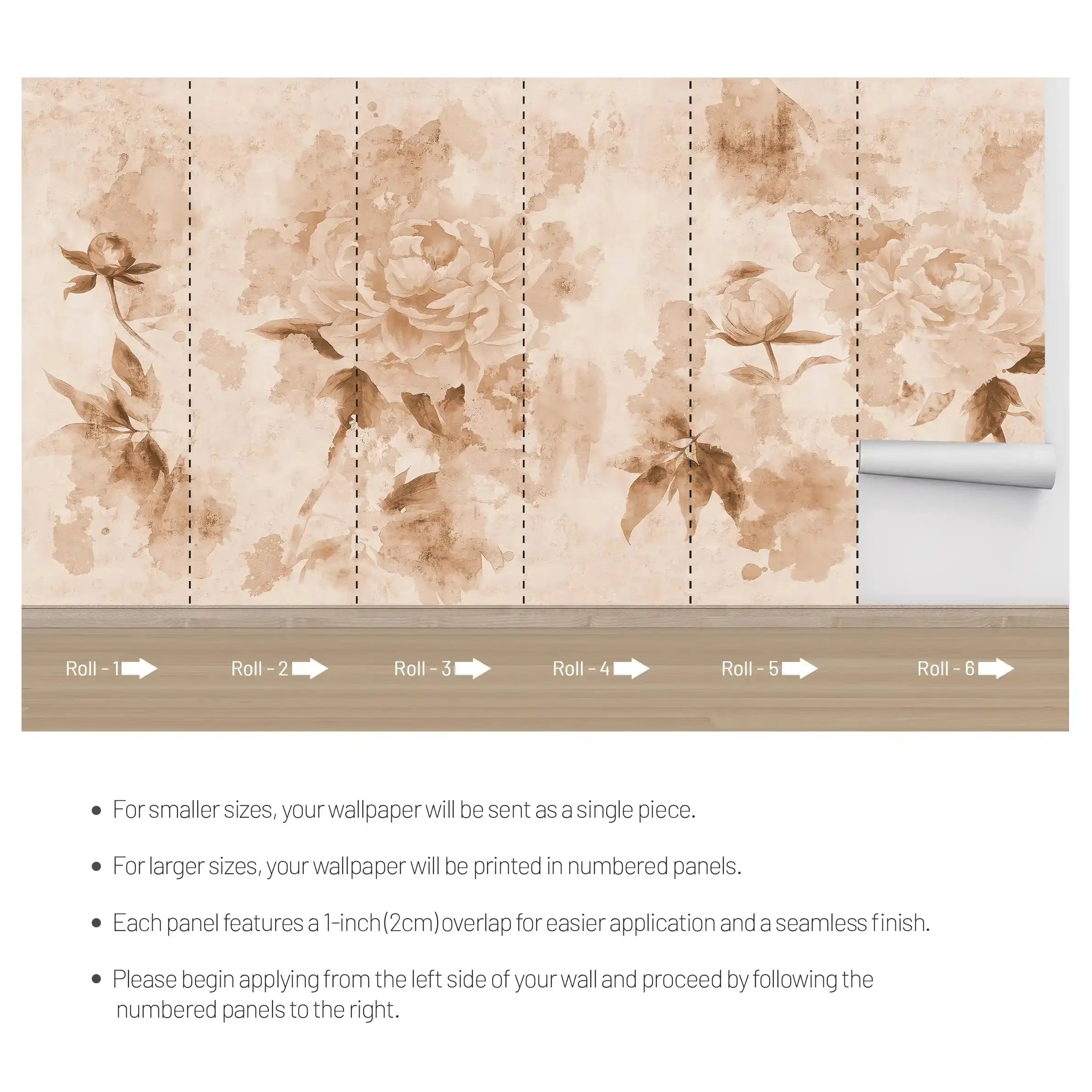 3004-D / Watercolor Floral Peel and Stick Wallpaper - Peony Design for Modern Room Decor, Perfect for Bedroom and Bathroom - Artevella
