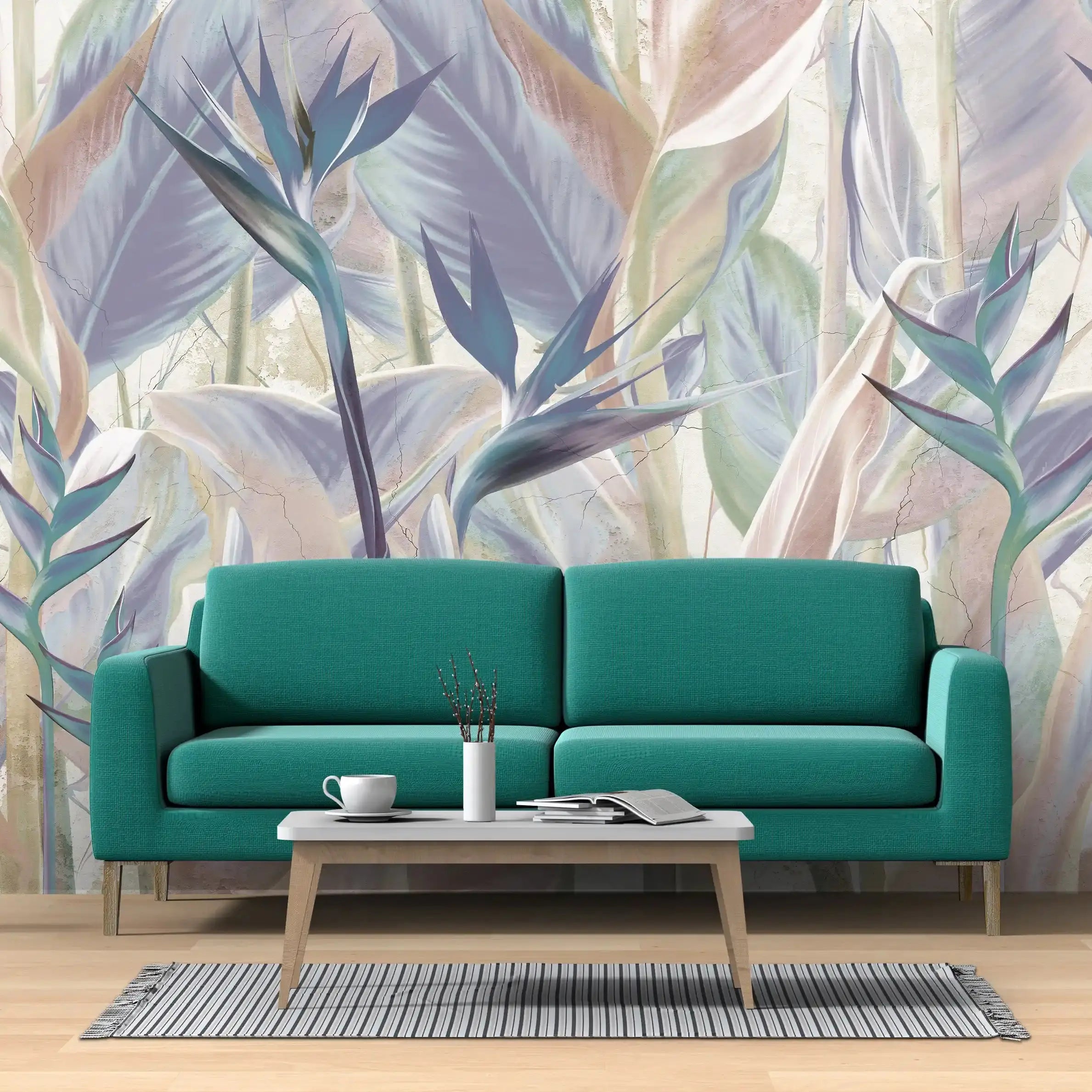 3006-B / Peel and Stick Botanical Wallpaper - Bird of Paradise Design, Easy Install Wall Mural - Artevella