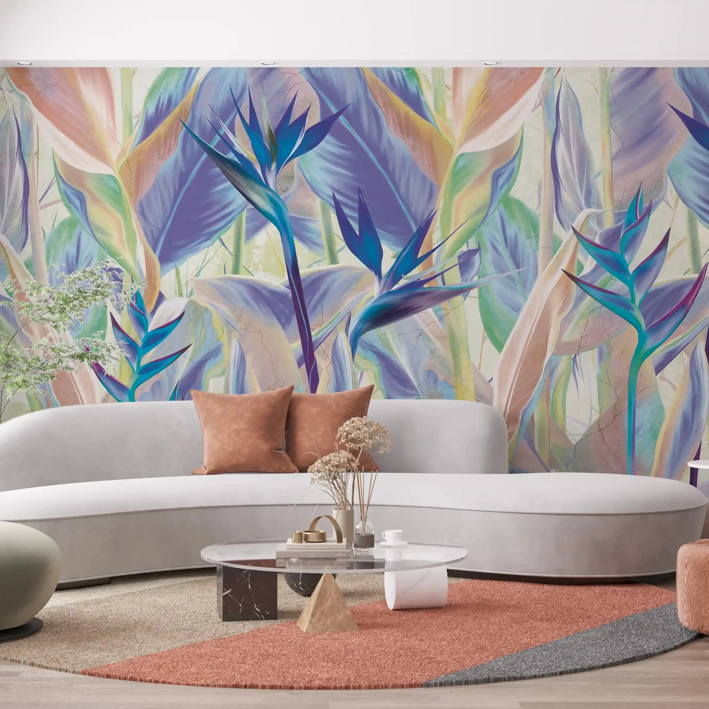 3006-C / Peel and Stick Botanical Wallpaper - Bird of Paradise Design, Easy Install Wall Mural - Artevella