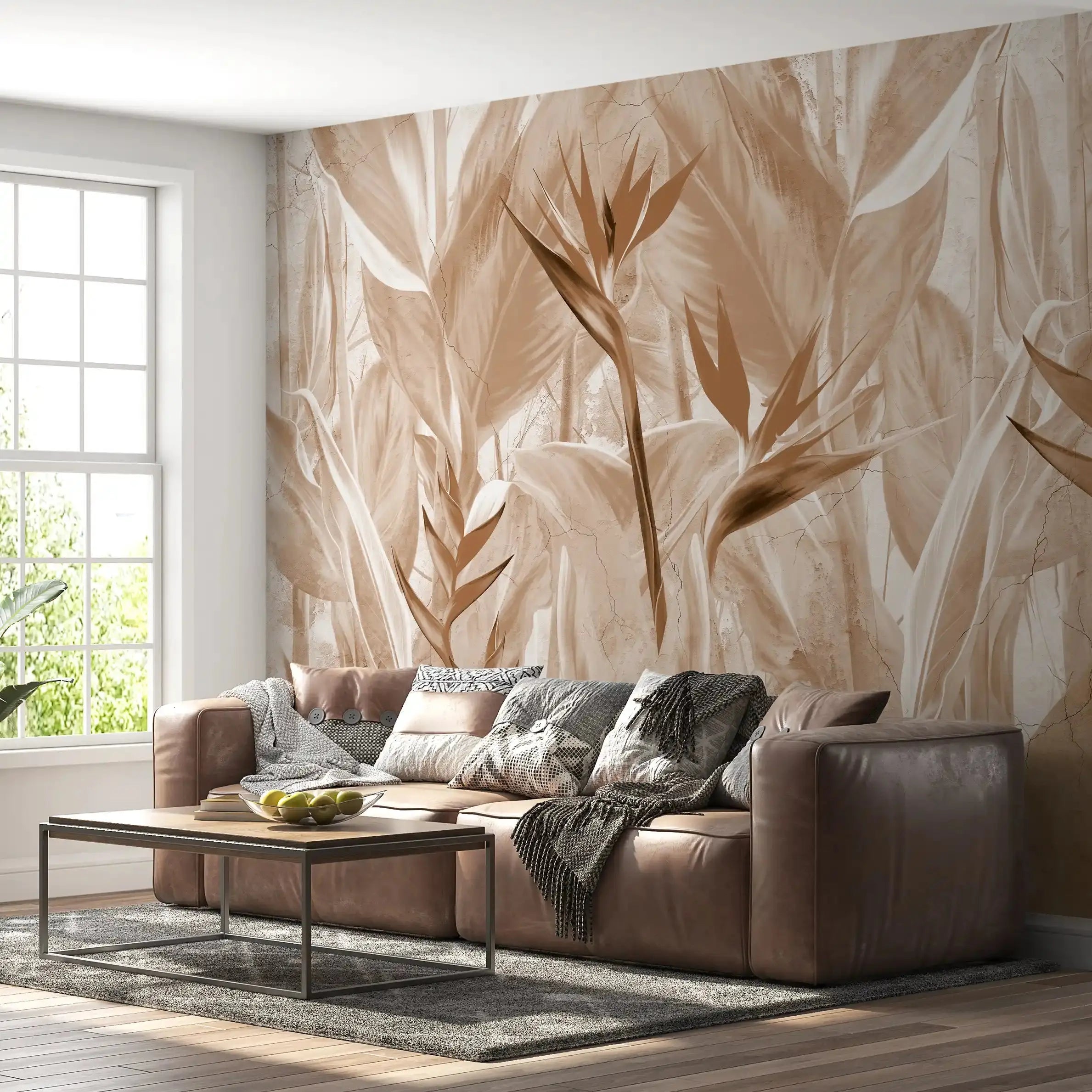 3006-D / Peel and Stick Botanical Wallpaper - Bird of Paradise Design, Easy Install Wall Mural - Artevella