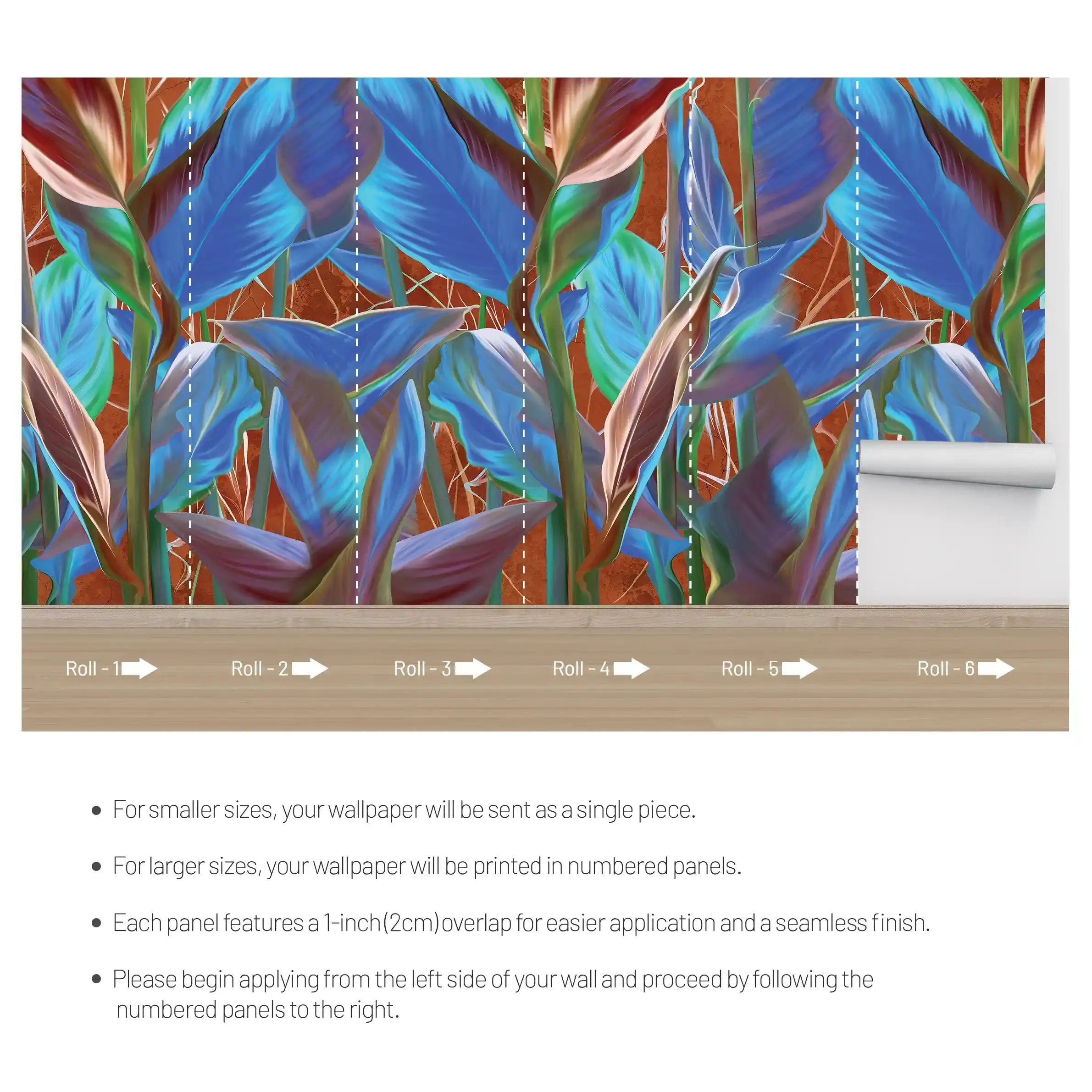 3007-B / Peel and Stick Wallpaper: Tropical Plant Design for Modern Home Decor, Easy to Install and Remove Wall Mural - Artevella