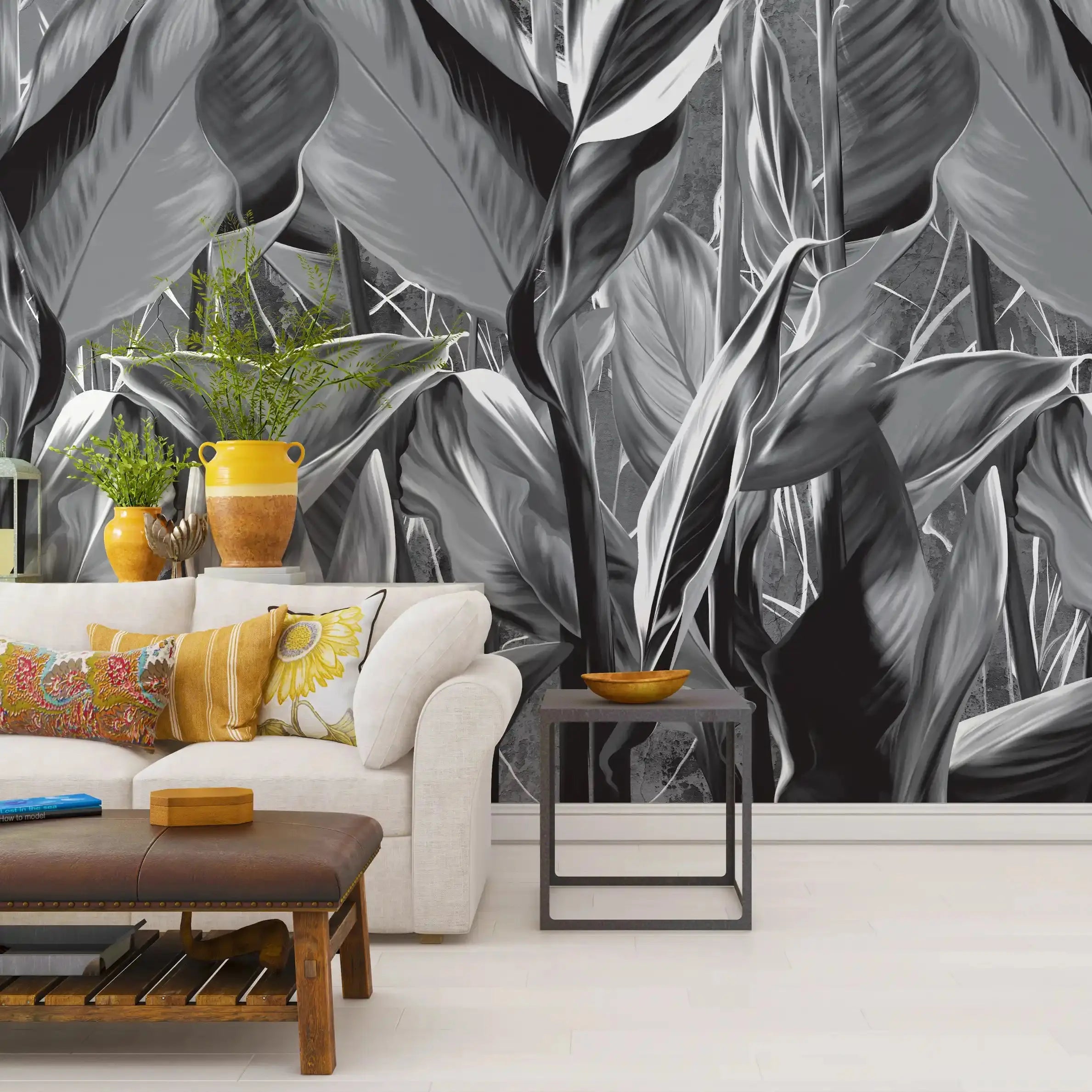 3007-E / Peel and Stick Wallpaper: Tropical Plant Design for Modern Home Decor, Easy to Install and Remove Wall Mural - Artevella