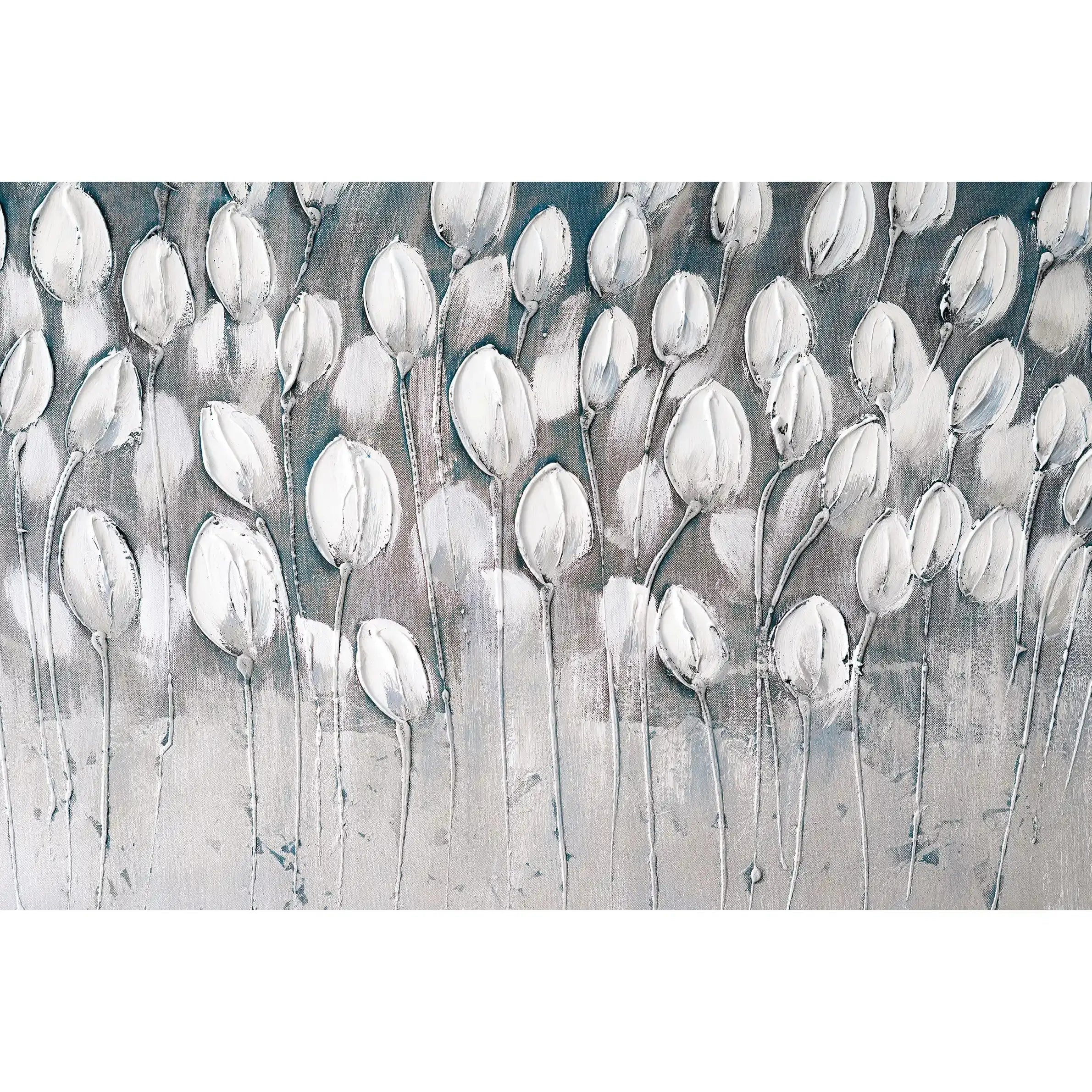 3008-A / Peel and Stick Wallpaper Floral: Silver and White Tulips Design, Perfect Wall Decor for Bathroom and Bedroom - Artevella