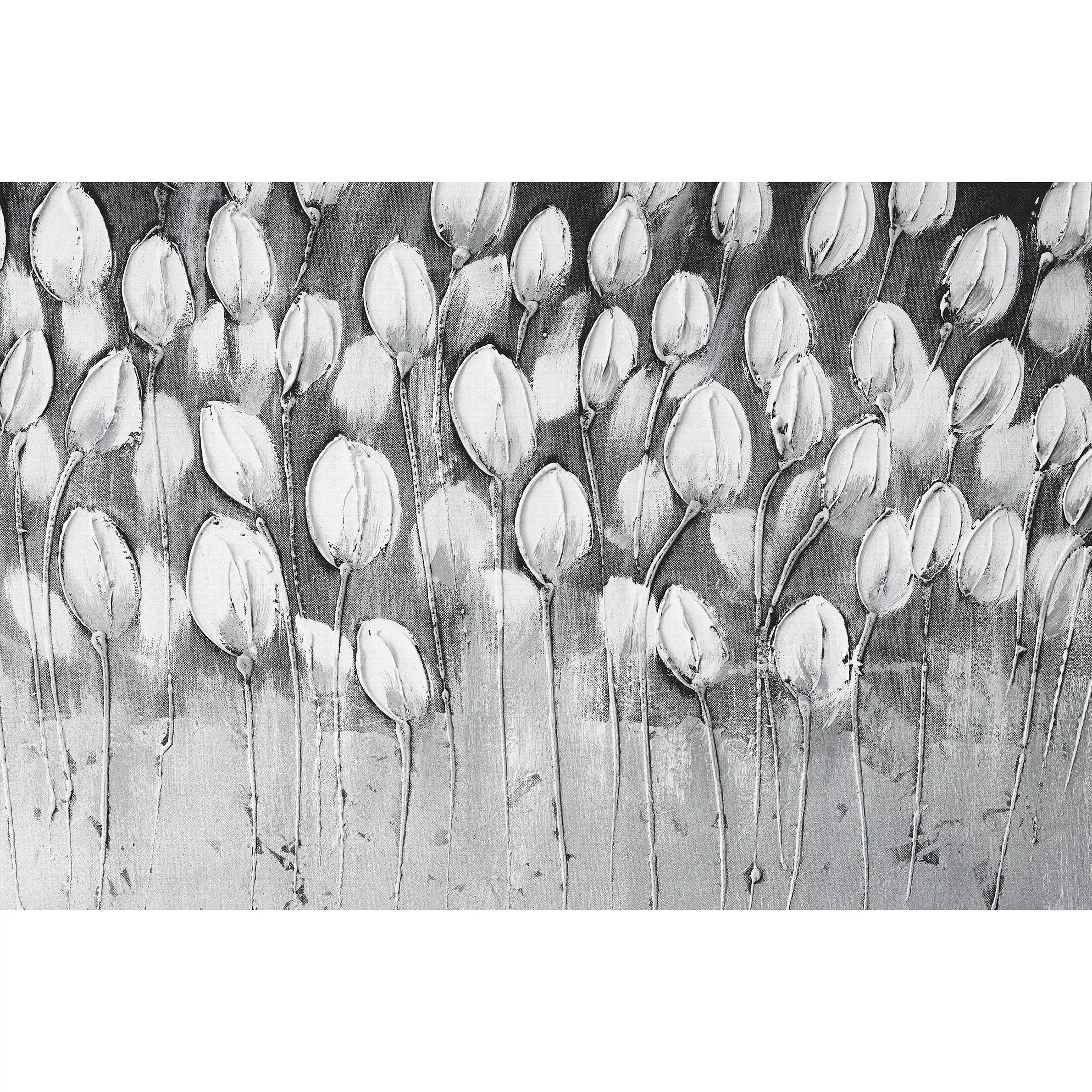 3008-E / Peel and Stick Wallpaper Floral: Silver and White Tulips Design, Perfect Wall Decor for Bathroom and Bedroom - Artevella