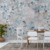 3009-B / Wild Floral Wall Mural - Blue Patterned Peel and Stick Wallpaper for Bedroom and Bathroom - Artevella
