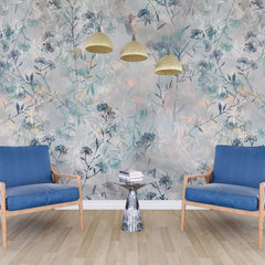 3009-B / Wild Floral Wall Mural - Blue Patterned Peel and Stick Wallpaper for Bedroom and Bathroom - Artevella