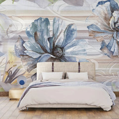 3011-A / Tropical Wallpaper - Watercolor Floral Pattern Peel and Stick Mural for Kitchen and Bathroom - Artevella