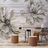 3011-B / Tropical Wallpaper - Watercolor Floral Pattern Peel and Stick Mural for Kitchen and Bathroom - Artevella