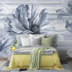 3011-D / Tropical Wallpaper - Watercolor Floral Pattern Peel and Stick Mural for Kitchen and Bathroom - Artevella