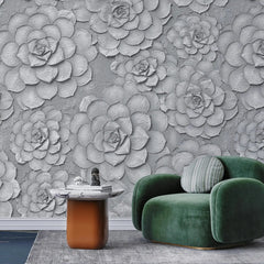 3012-A / Peel and Stick Wallpaper: Grey Rose and White Floral, Easy Install, Self Adhesive Wall Paper for Any Room - Artevella