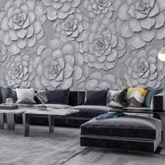 3012-A / Peel and Stick Wallpaper: Grey Rose and White Floral, Easy Install, Self Adhesive Wall Paper for Any Room - Artevella