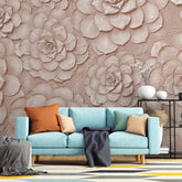 3012-D / Peel and Stick Wallpaper: Orange Rose and White Floral, Easy Install, Self Adhesive Wall Paper for Any Room - Artevella
