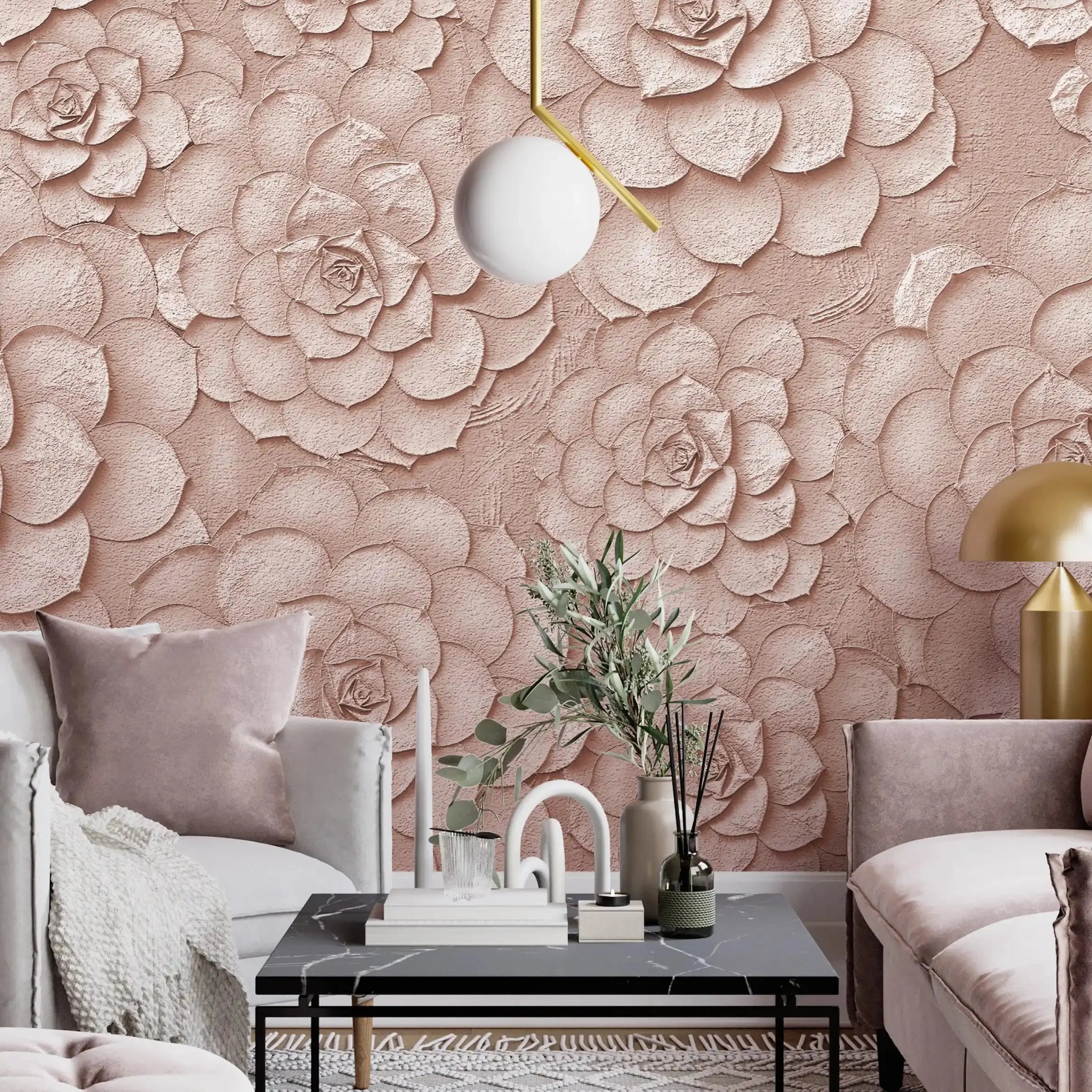 3012-D / Peel and Stick Wallpaper: Orange Rose and White Floral, Easy Install, Self Adhesive Wall Paper for Any Room - Artevella