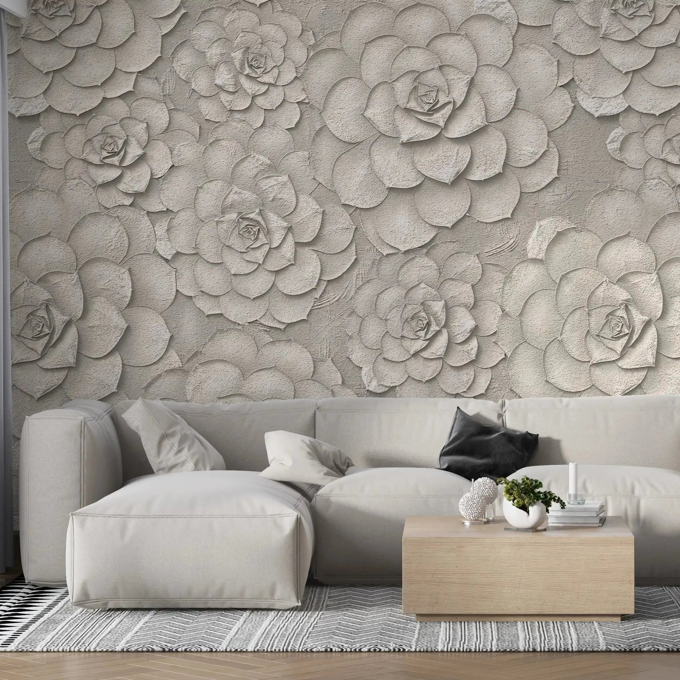 3012-E / Peel and Stick Wallpaper: Grey Rose and White Floral, Easy Install, Self Adhesive Wall Paper for Any Room - Artevella