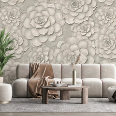 3012-E / Peel and Stick Wallpaper: Grey Rose and White Floral, Easy Install, Self Adhesive Wall Paper for Any Room - Artevella
