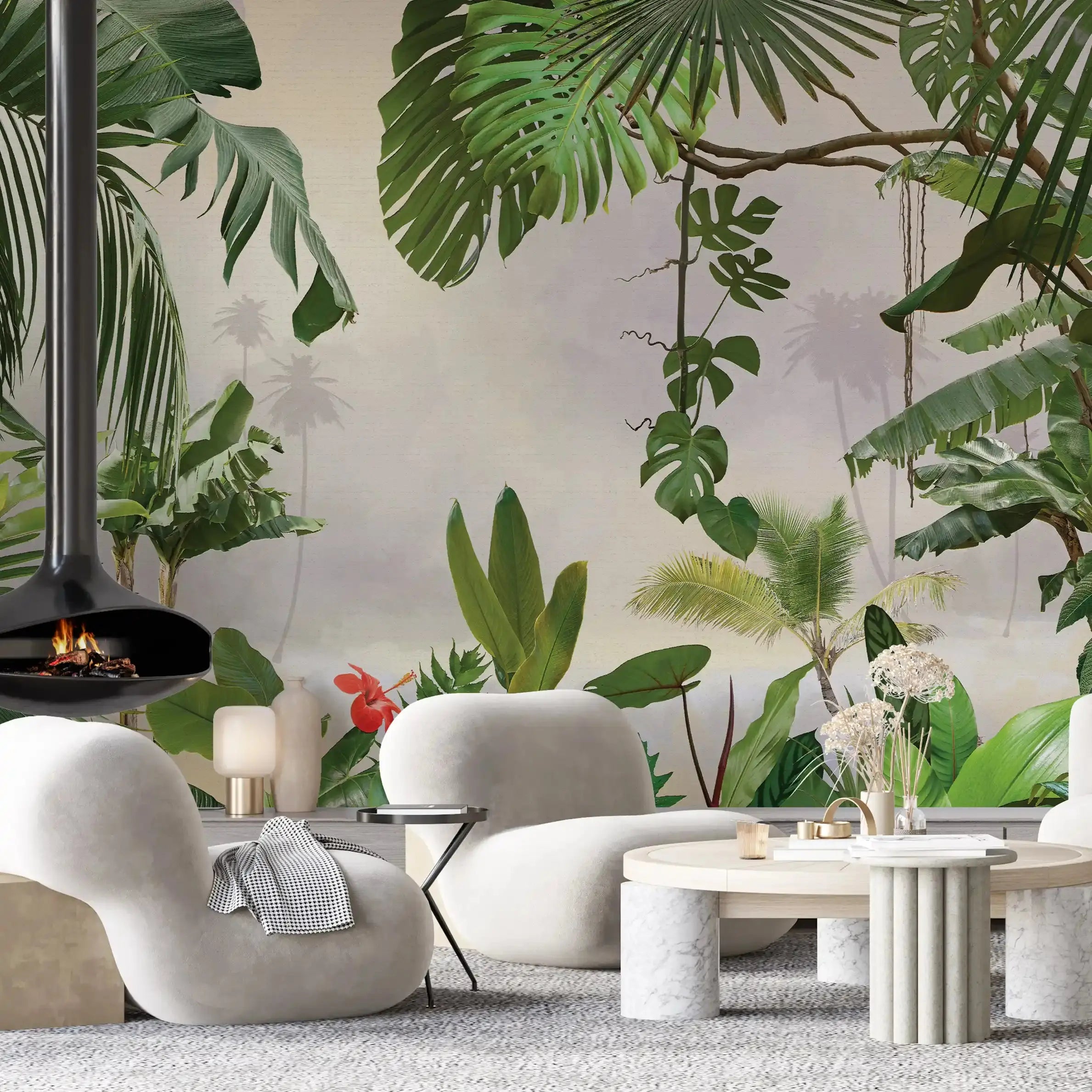 3014-A / Removable Wallpaper Peel and Stick - Abstract Colorful Tropical Plants Design for Modern Home Decor - Artevella