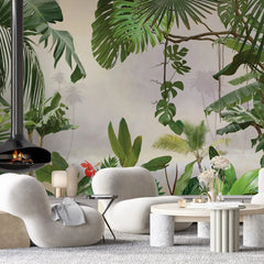 3014-A / Removable Wallpaper Peel and Stick - Abstract Colorful Tropical Plants Design for Modern Home Decor - Artevella