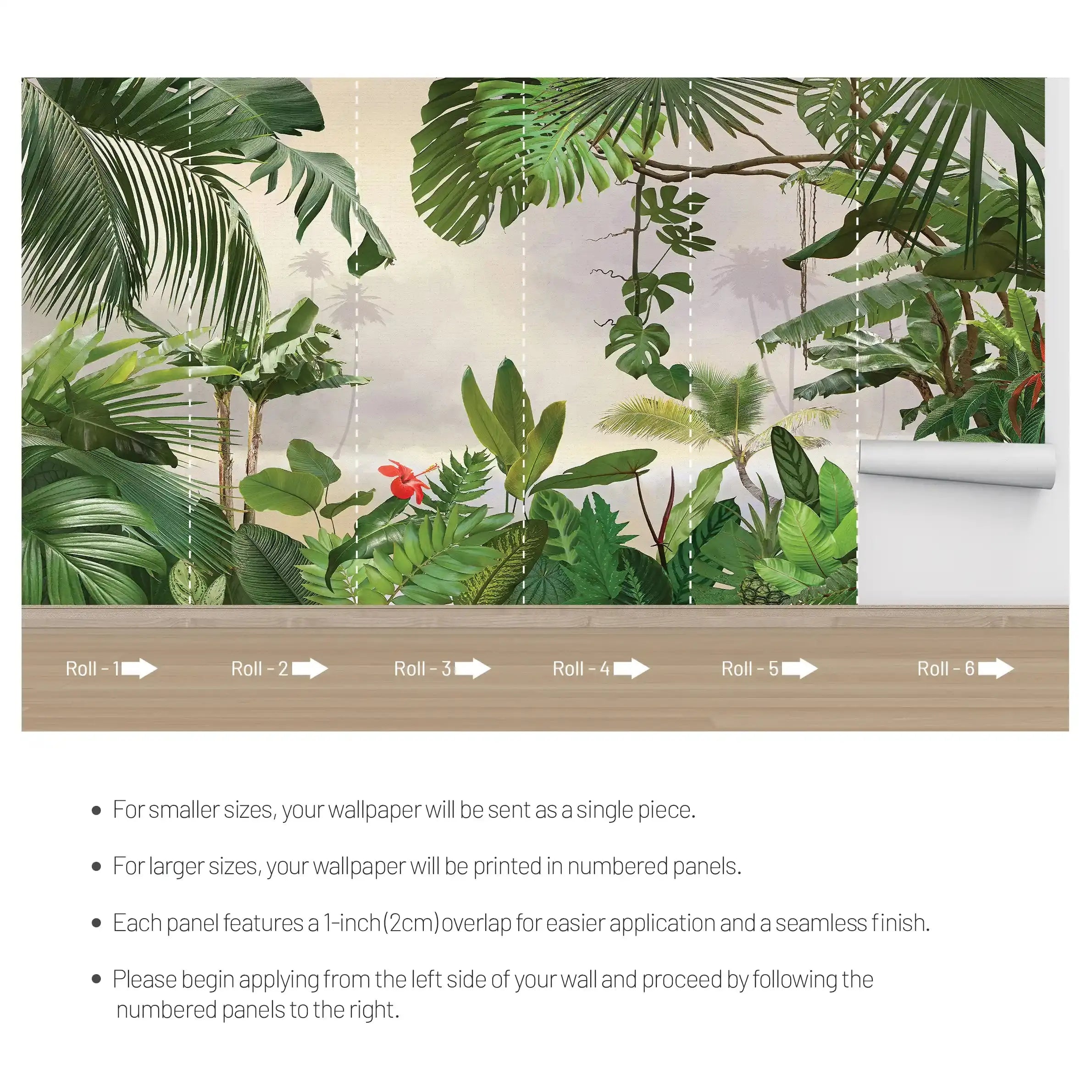 3014-A / Removable Wallpaper Peel and Stick - Abstract Colorful Tropical Plants Design for Modern Home Decor - Artevella