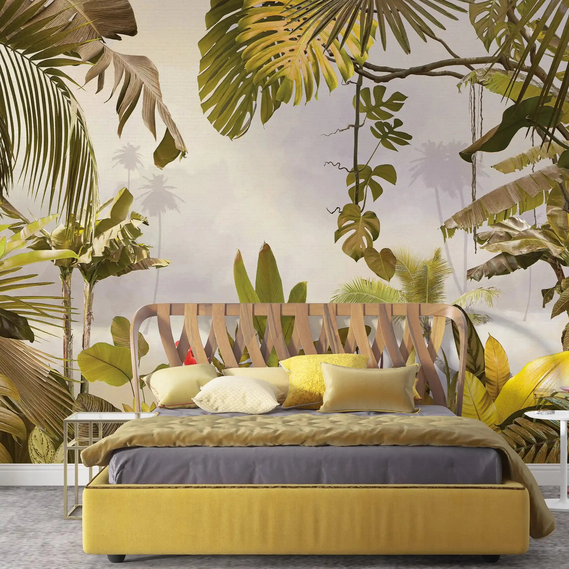 3014-B / Removable Wallpaper Peel and Stick - Abstract Colorful Tropical Plants Design for Modern Home Decor - Artevella