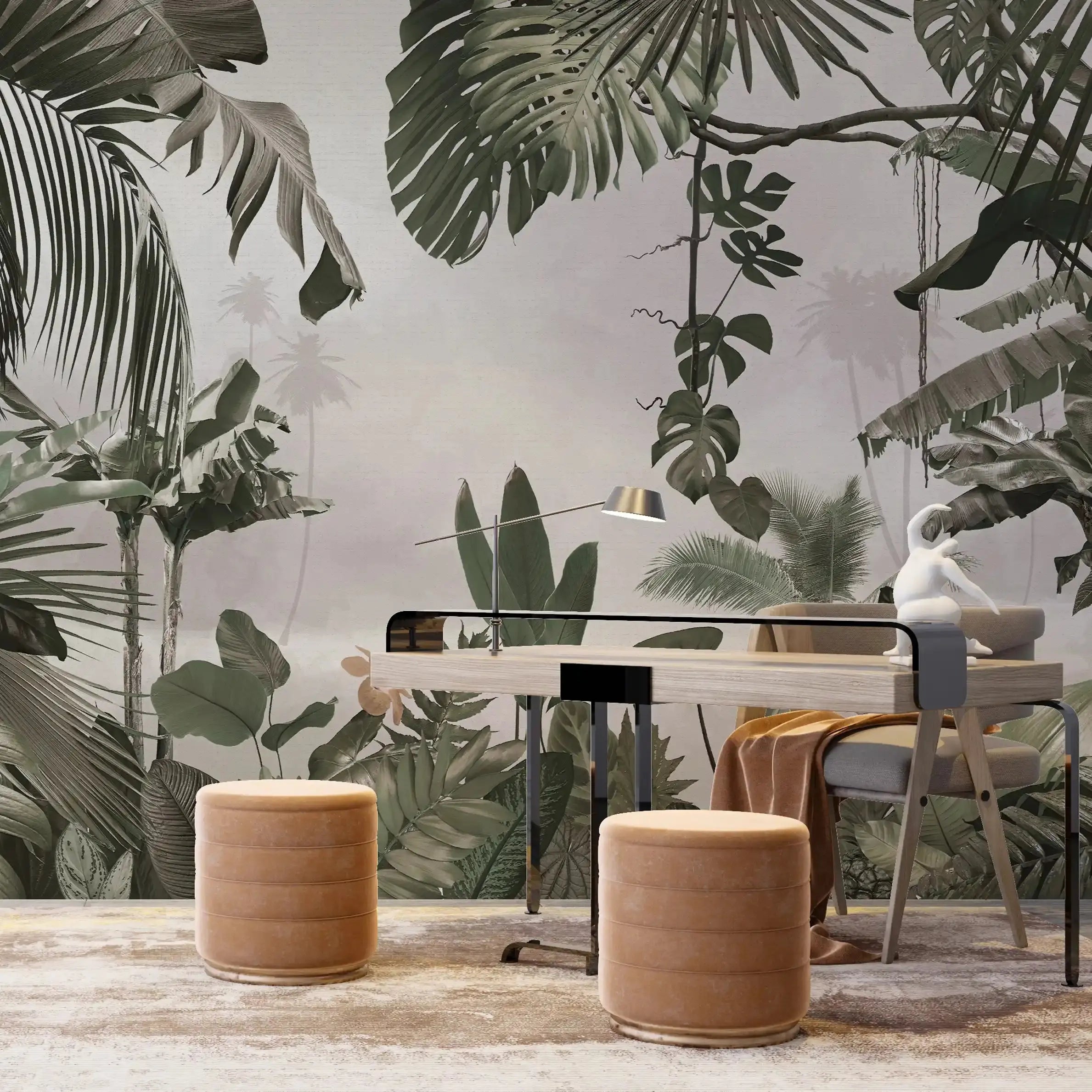 3014-C / Removable Wallpaper Peel and Stick - Abstract Colorful Tropical Plants Design for Modern Home Decor - Artevella