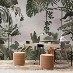 3014-C / Removable Wallpaper Peel and Stick - Abstract Colorful Tropical Plants Design for Modern Home Decor - Artevella