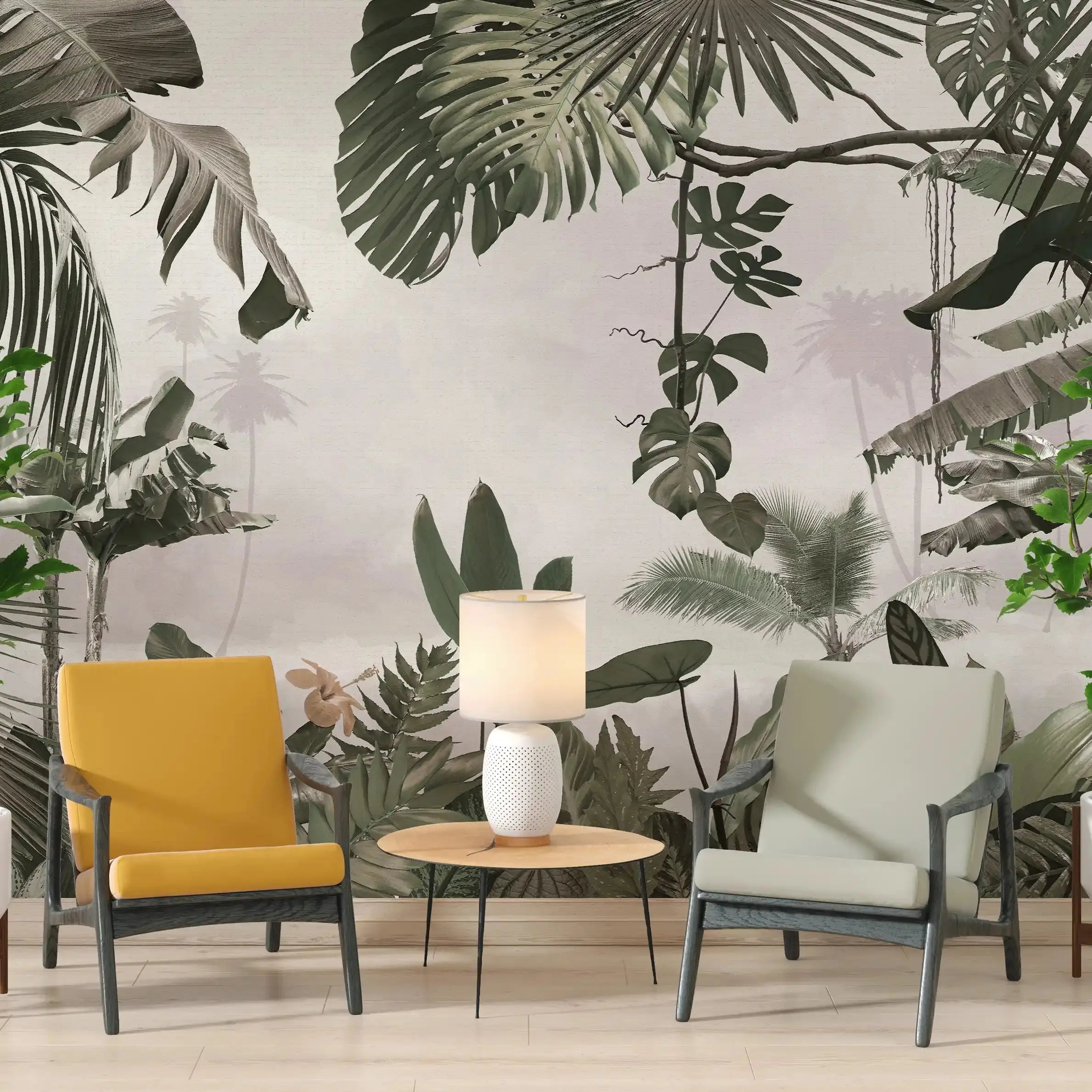 3014-C / Removable Wallpaper Peel and Stick - Abstract Colorful Tropical Plants Design for Modern Home Decor - Artevella
