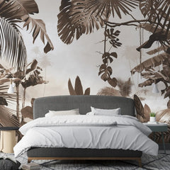 3014-F / Removable Wallpaper Peel and Stick - Abstract Colorful Tropical Plants Design for Modern Home Decor - Artevella