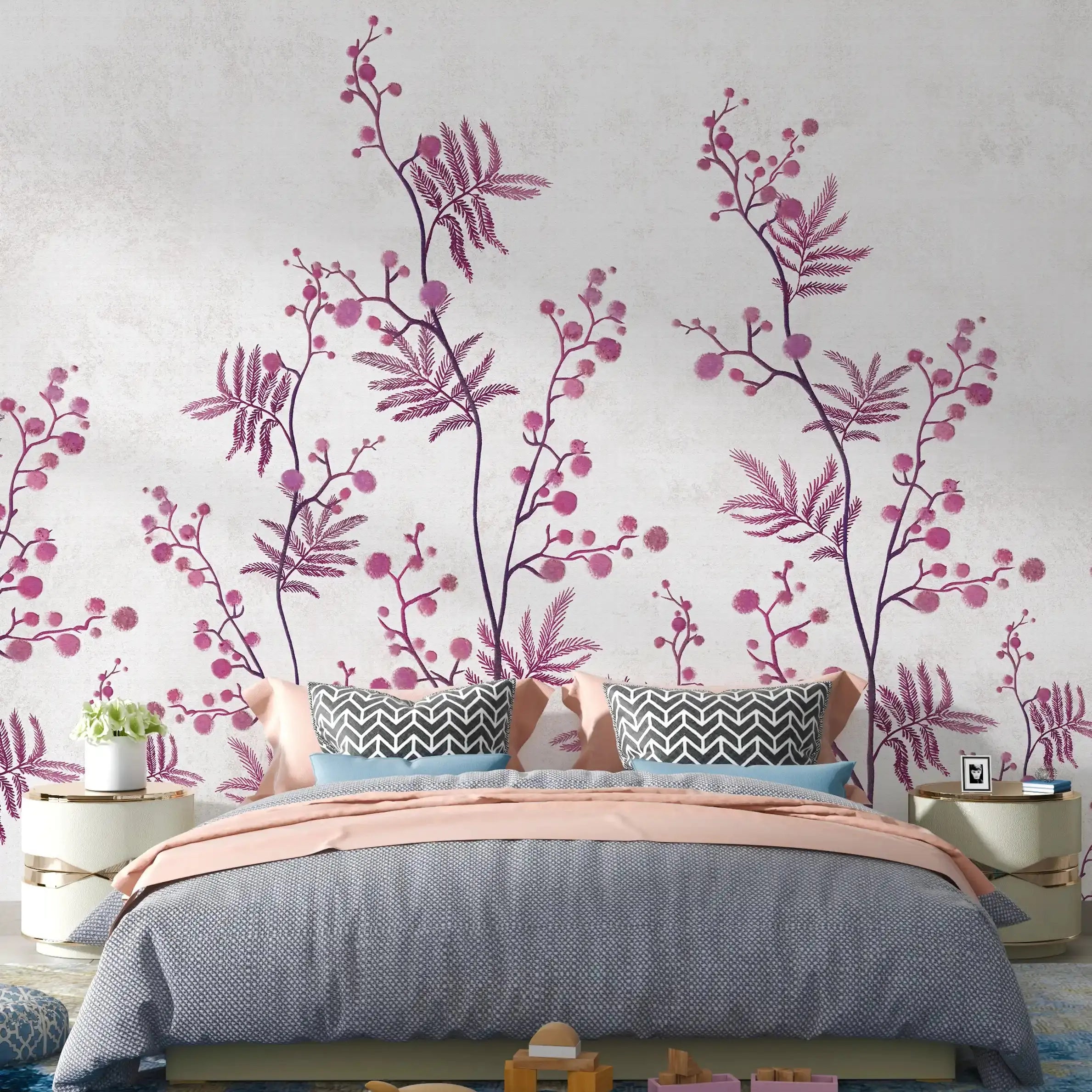 3016-C / Temporary Wallpaper: Floral Wall Mural with Easy Peel Off Design, Ideal for Accent Walls and Shelf Drawers - Artevella