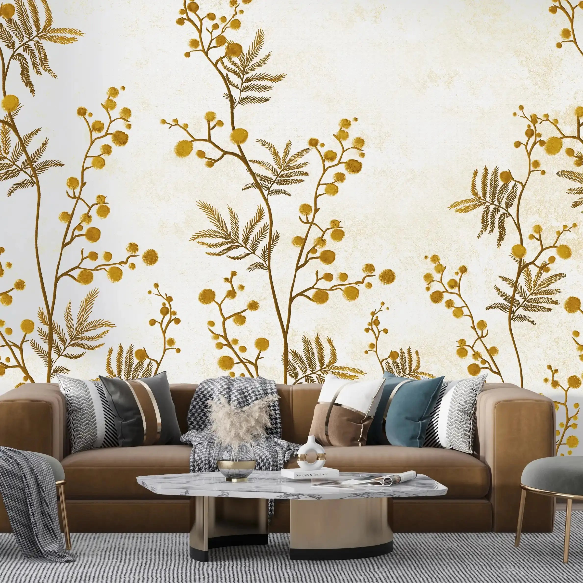 3016-D / Temporary Wallpaper: Floral Wall Mural with Easy Peel Off Design, Ideal for Accent Walls and Shelf Drawers - Artevella