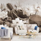 3019-C / Botanical Wallpaper: Self-Adhesive Lotus Blossom, Modern Room Decor for Easy Peel and Stick Installations - Artevella