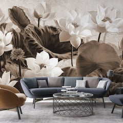 3019-C / Botanical Wallpaper: Self-Adhesive Lotus Blossom, Modern Room Decor for Easy Peel and Stick Installations - Artevella