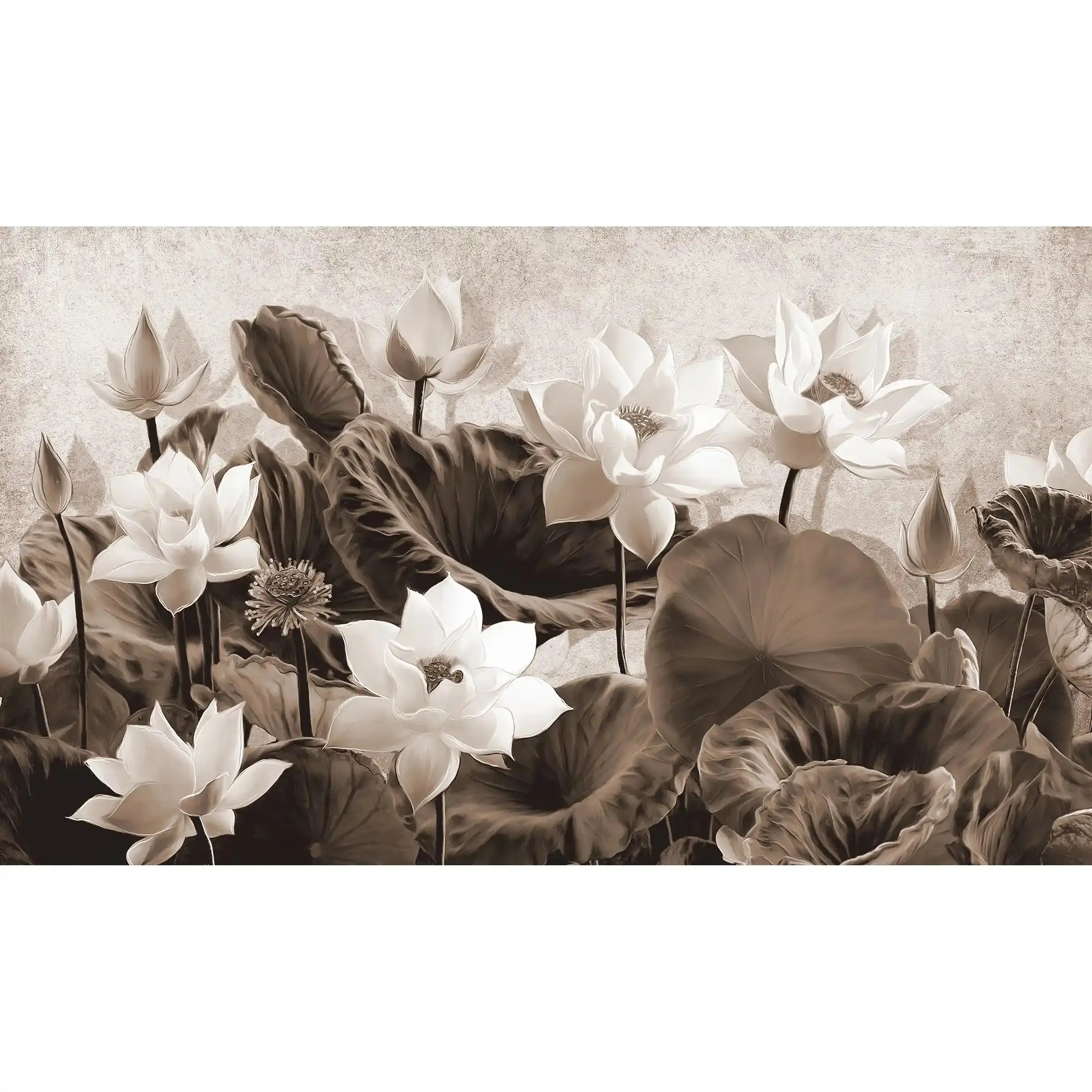 3019-C / Botanical Wallpaper: Self-Adhesive Lotus Blossom, Modern Room Decor for Easy Peel and Stick Installations - Artevella