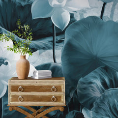 3019-D / Botanical Wallpaper: Self-Adhesive Lotus Blossom, Modern Room Decor for Easy Peel and Stick Installations - Artevella