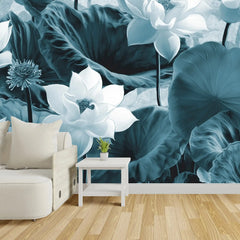 3019-D / Botanical Wallpaper: Self-Adhesive Lotus Blossom, Modern Room Decor for Easy Peel and Stick Installations - Artevella