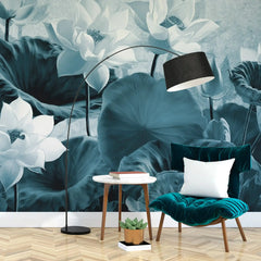 3019-D / Botanical Wallpaper: Self-Adhesive Lotus Blossom, Modern Room Decor for Easy Peel and Stick Installations - Artevella