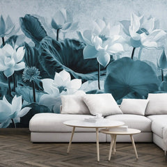 3019-D / Botanical Wallpaper: Self-Adhesive Lotus Blossom, Modern Room Decor for Easy Peel and Stick Installations - Artevella