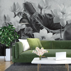 3019-E / Botanical Wallpaper: Self-Adhesive Lotus Blossom, Modern Room Decor for Easy Peel and Stick Installations - Artevella