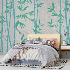 3020-A / Tropical Bamboo Leaf Wallpaper, Peel and Stick, Easy Install, Adhesive Boho Decor for Kitchen, Bathroom - Artevella