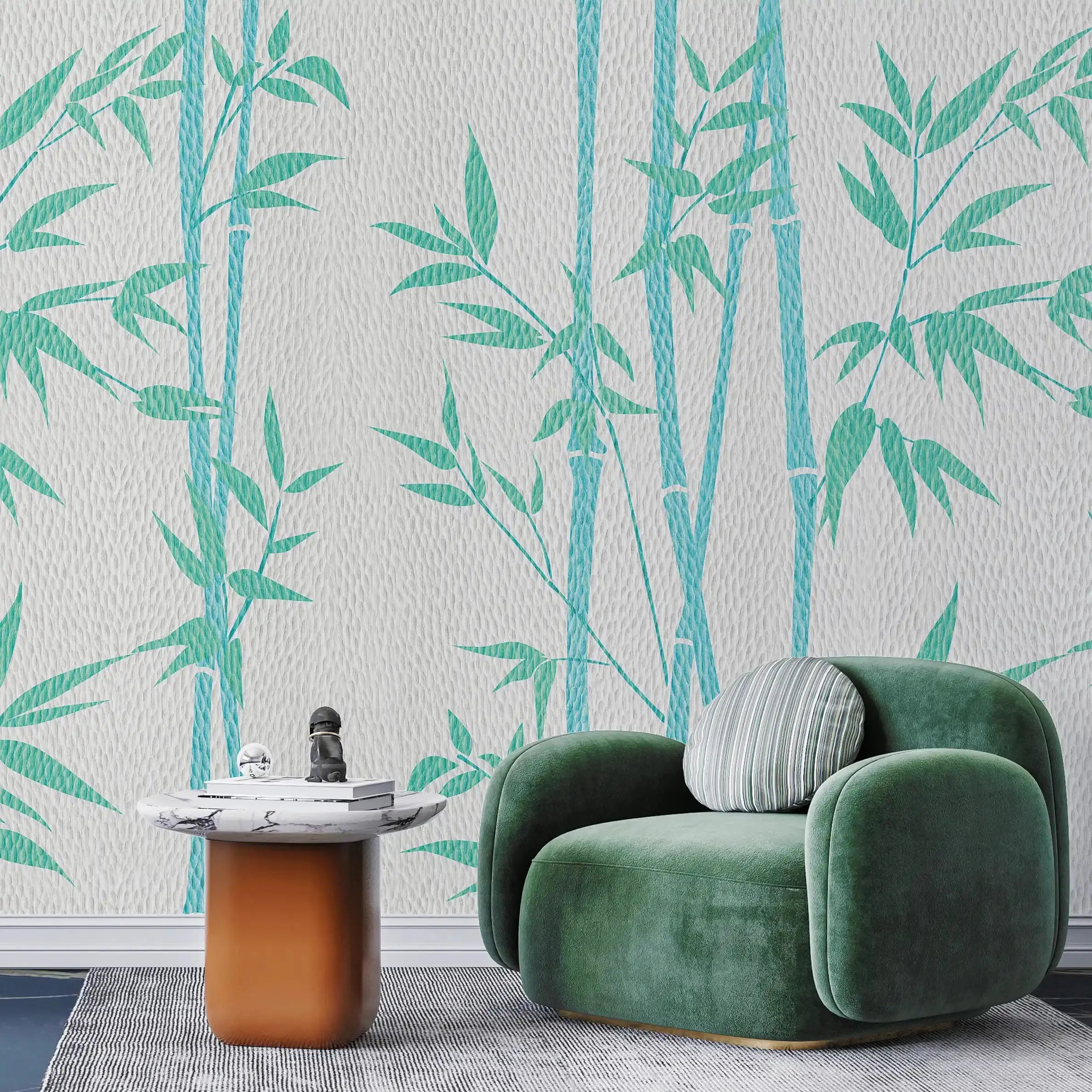 3020-A / Tropical Bamboo Leaf Wallpaper, Peel and Stick, Easy Install, Adhesive Boho Decor for Kitchen, Bathroom - Artevella