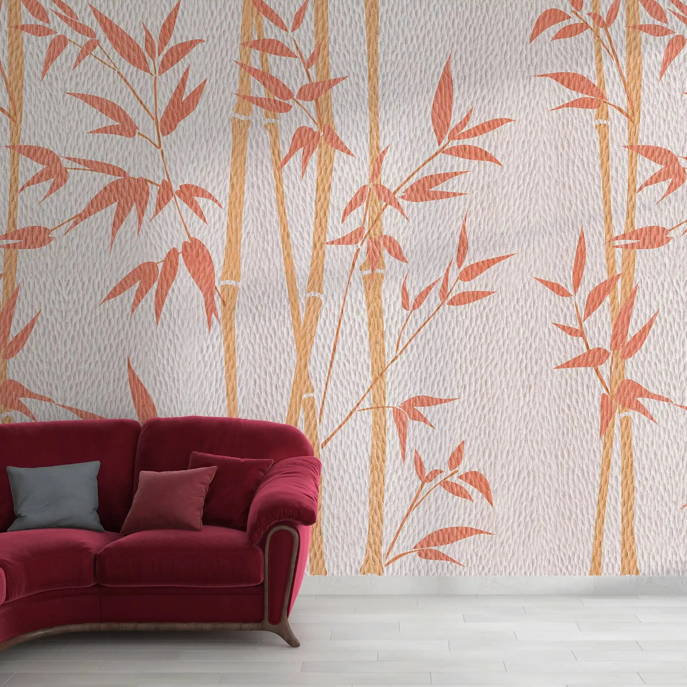3020-C / Tropical Bamboo Leaf Wallpaper, Peel and Stick, Easy Install, Adhesive Boho Decor for Kitchen, Bathroom - Artevella