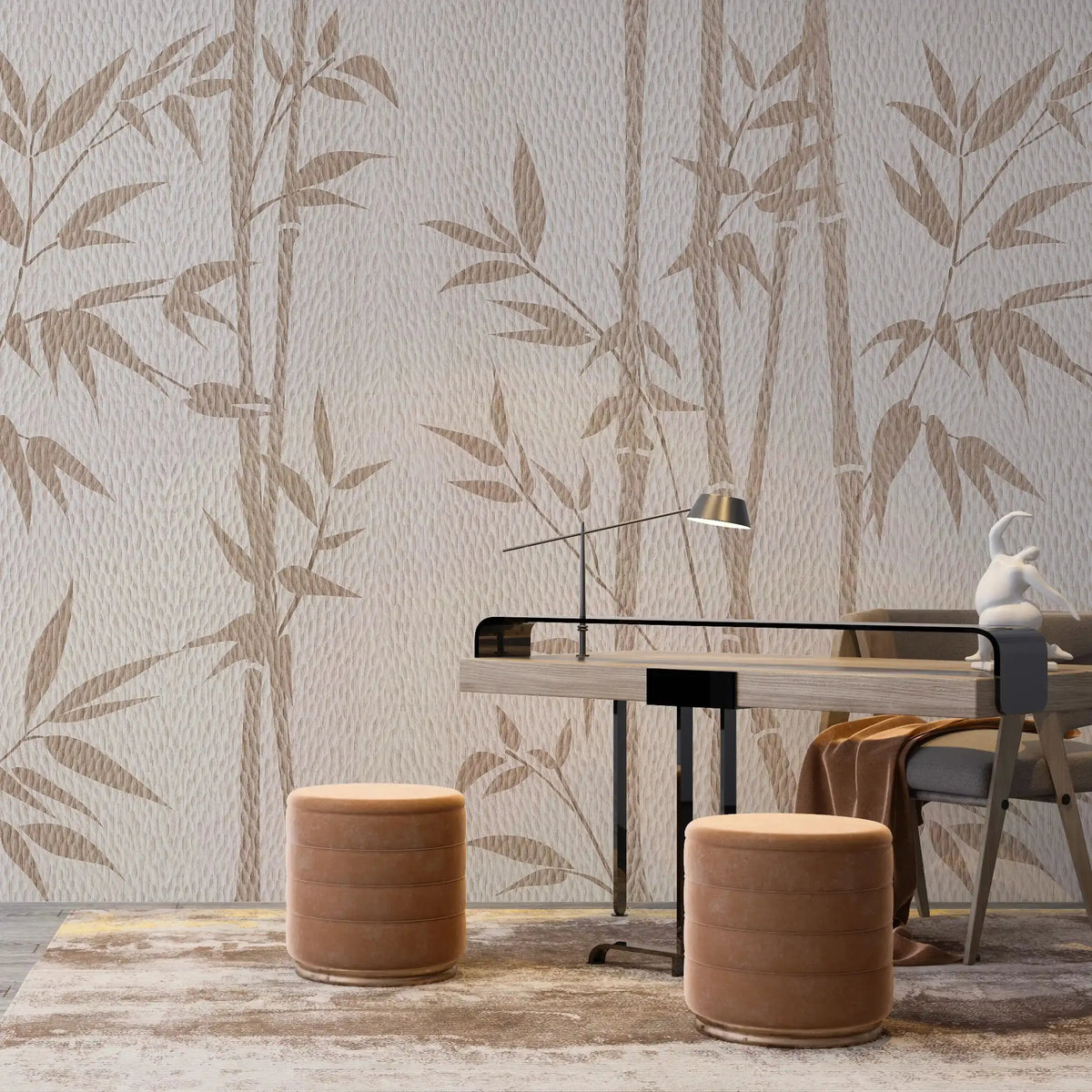 3020-D / Tropical Bamboo Leaf Wallpaper, Peel and Stick, Easy Install, Adhesive Boho Decor for Kitchen, Bathroom - Artevella