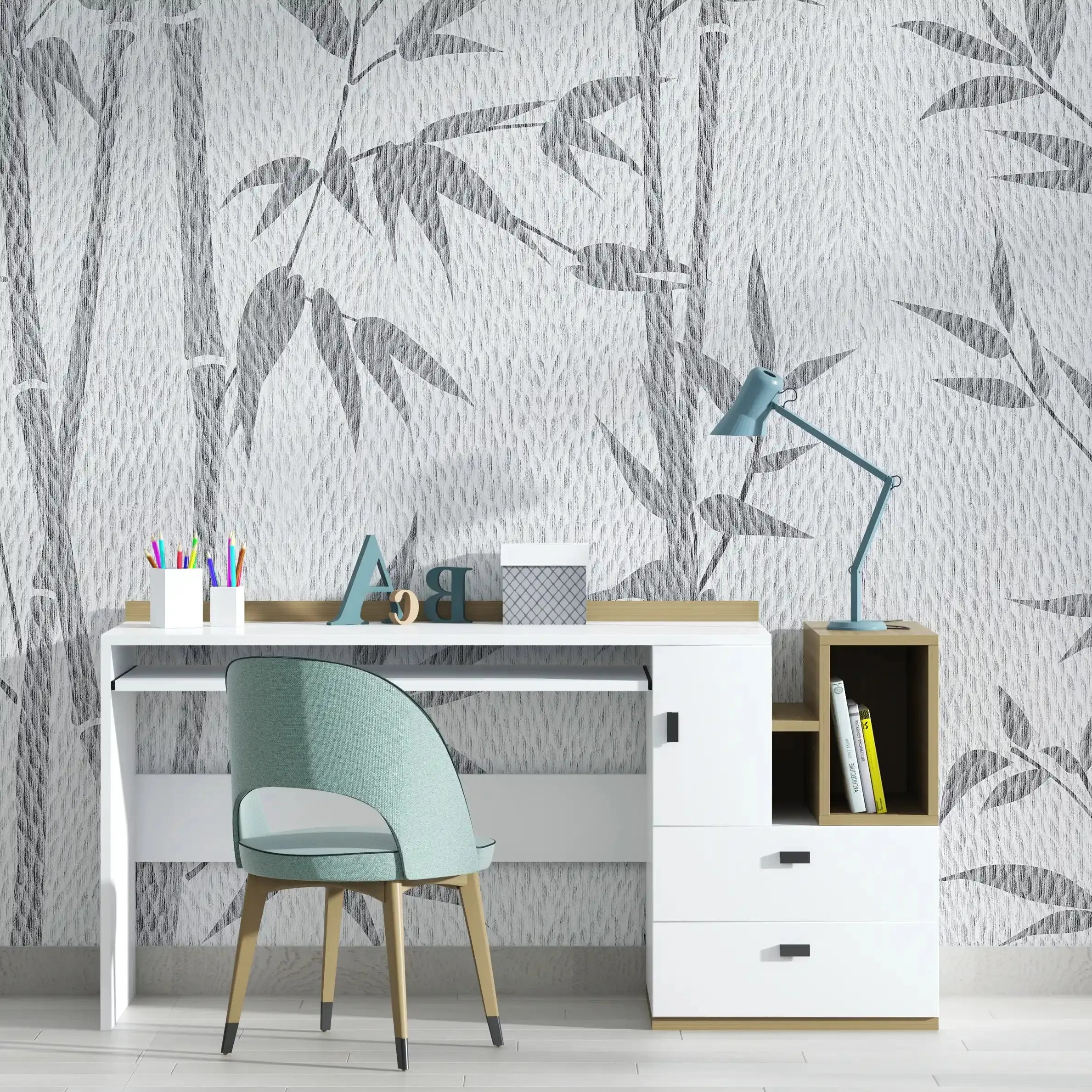 3020-E / Tropical Bamboo Leaf Wallpaper, Peel and Stick, Easy Install, Adhesive Boho Decor for Kitchen, Bathroom - Artevella