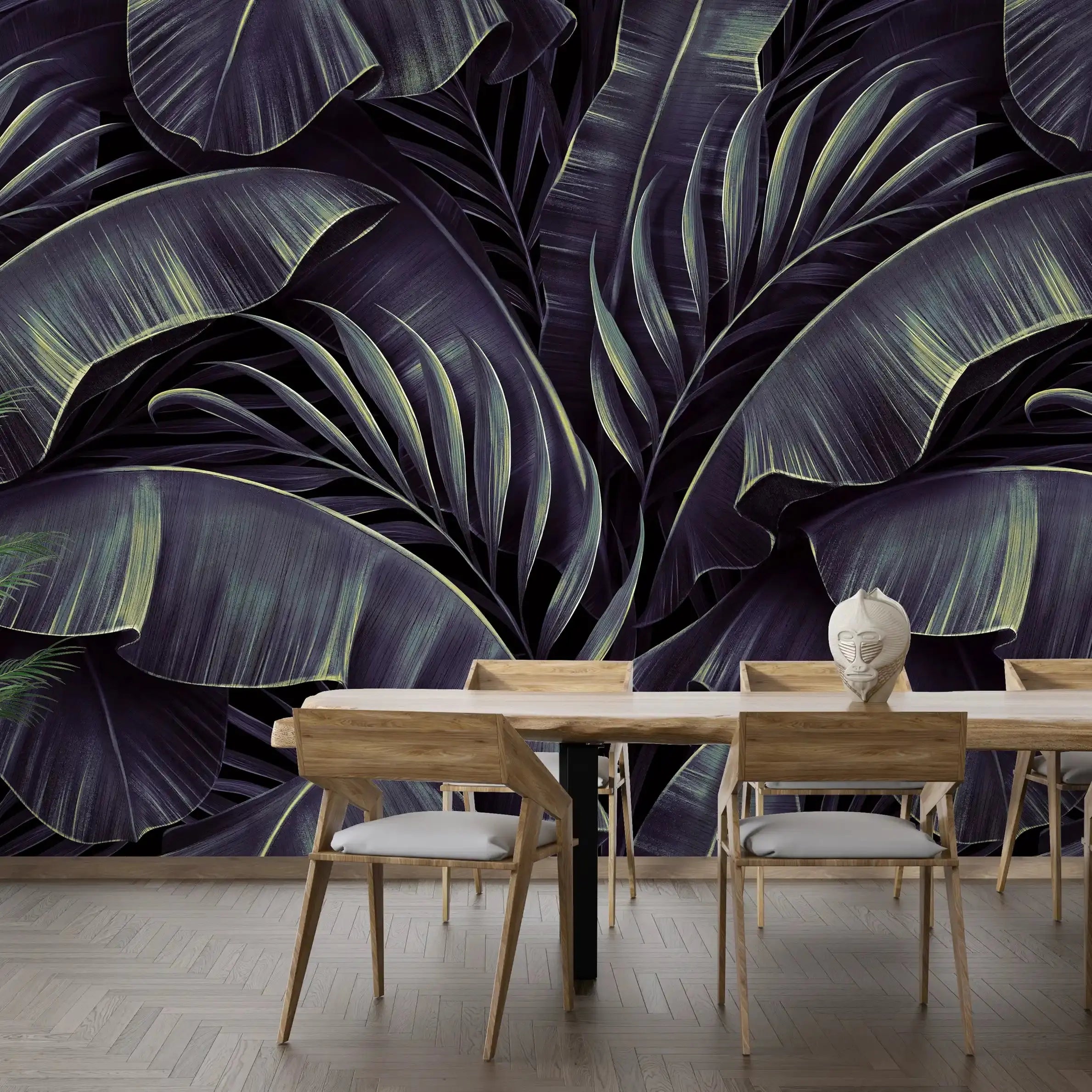 3026-B / Tropical Jungle Leaves Wallpaper, Peel and Stick Mural, Ideal for Bathroom, Bedroom, and Kitchen - Artevella
