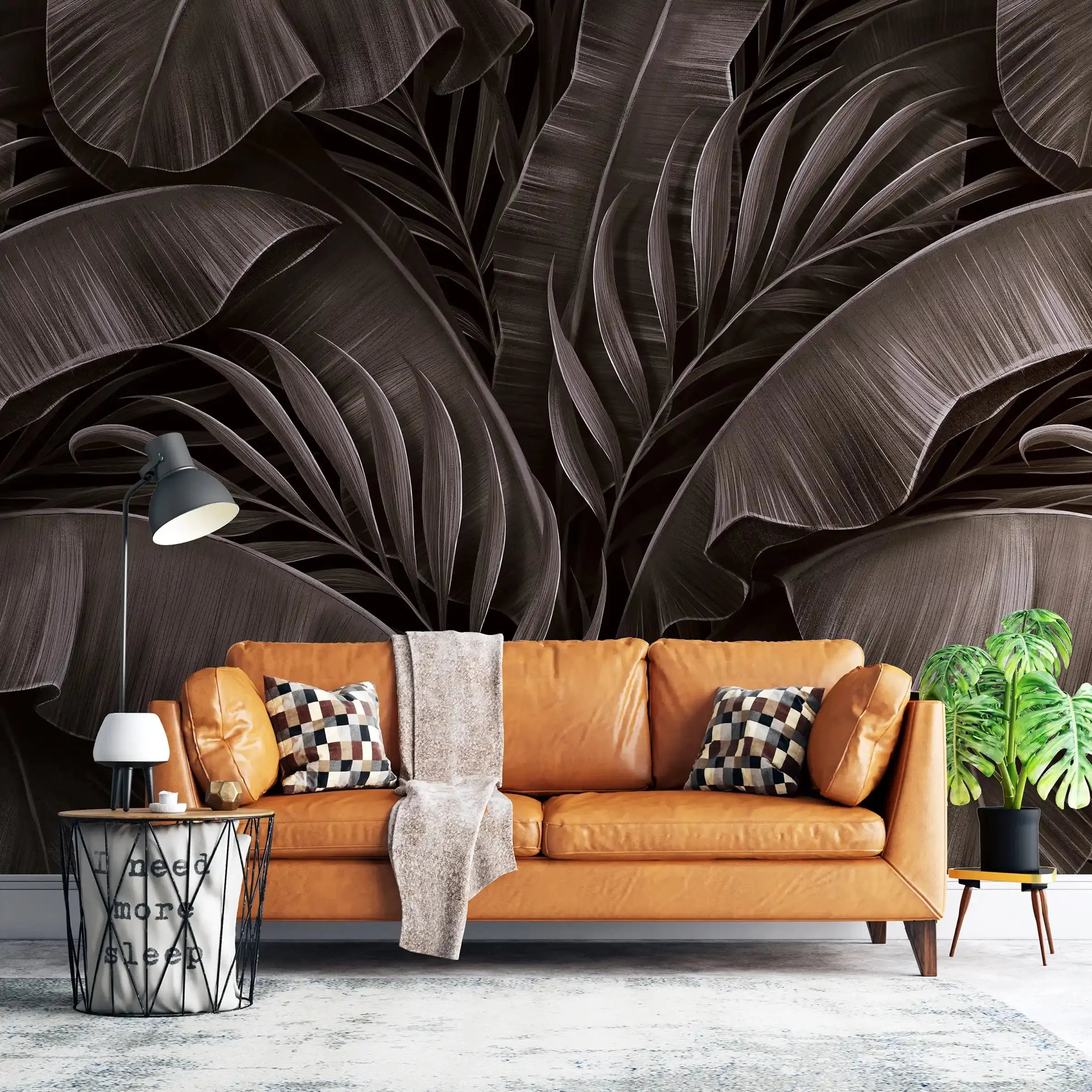3026-D / Tropical Jungle Leaves Wallpaper, Peel and Stick Mural, Ideal for Bathroom, Bedroom, and Kitchen - Artevella