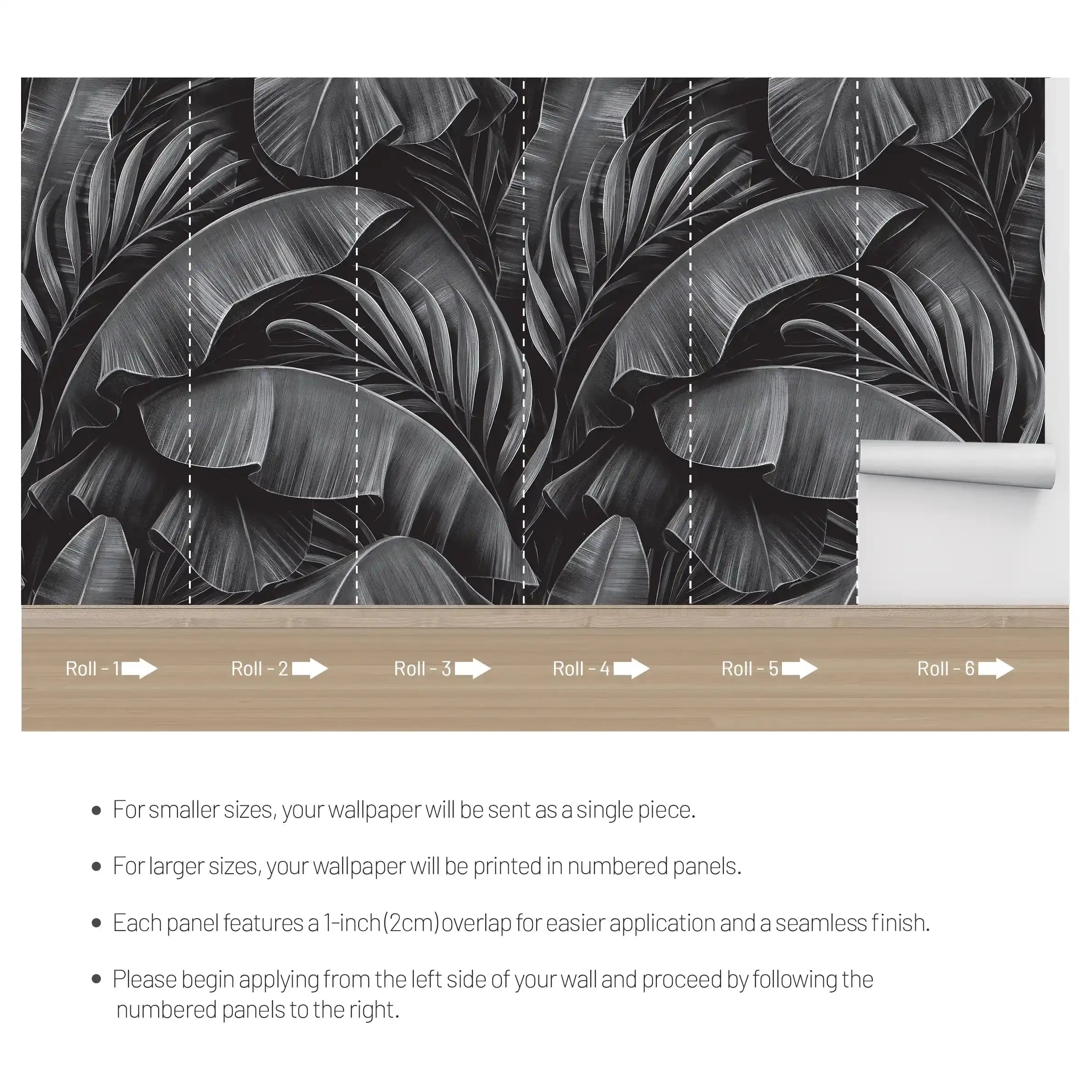 3026-E / Tropical Jungle Leaves Wallpaper, Peel and Stick Mural, Ideal for Bathroom, Bedroom, and Kitchen - Artevella