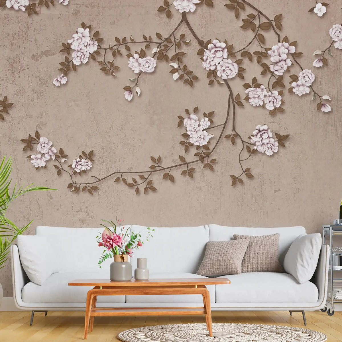 3028-D / Chinese Style Floral Peel and Stick Wallpaper: Easy Install, Adhesive Mural for Walls - Artevella
